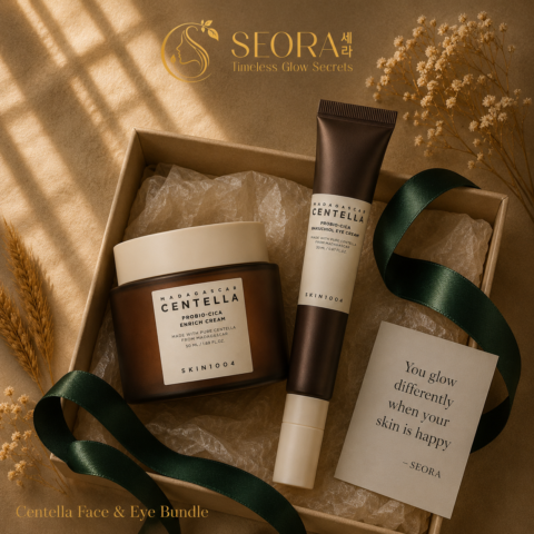SKIN1004 Madagascar Centella Probio-Cica Enrich Cream with Bakuchiol Eye Cream in luxury Korean skincare bundle باندل عناية كوري بالبشرة من SKIN1004 يحتوي على Madagascar Centella Probio-Cica Enrich Cream وكريم العين Bakuchiol Eye Cream